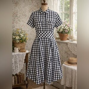 Cynthia Steffe Classic Black and White Checkered Dress